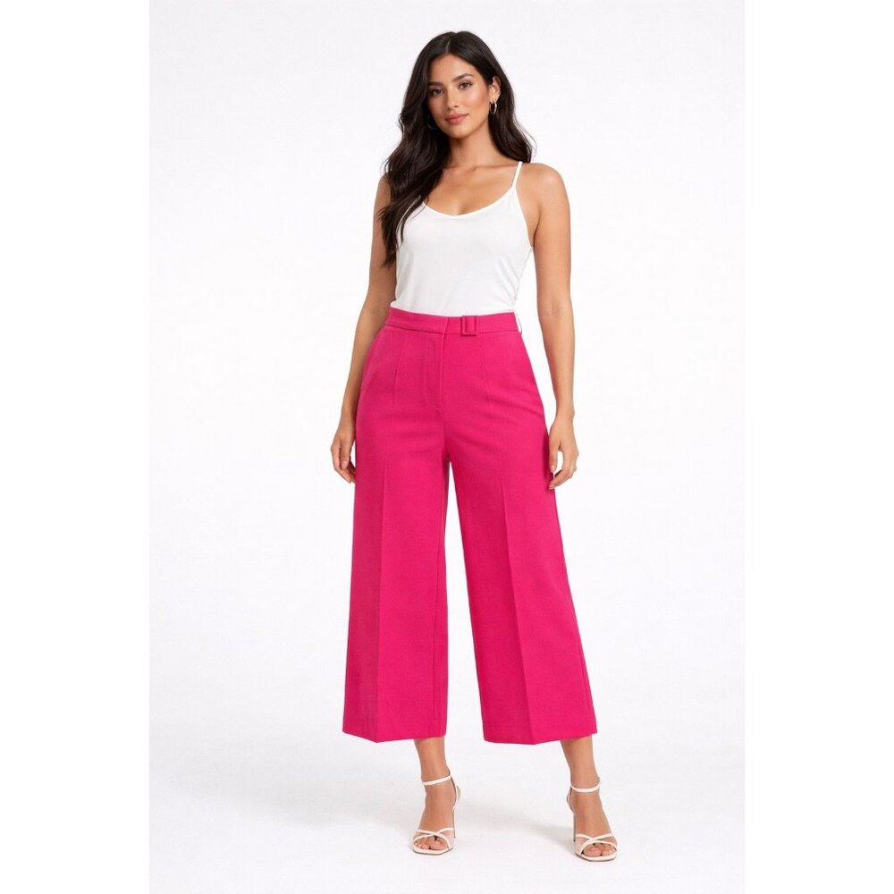 Meg & Margot Colette Cropped Wide-Leg Pink Dress Pants Large